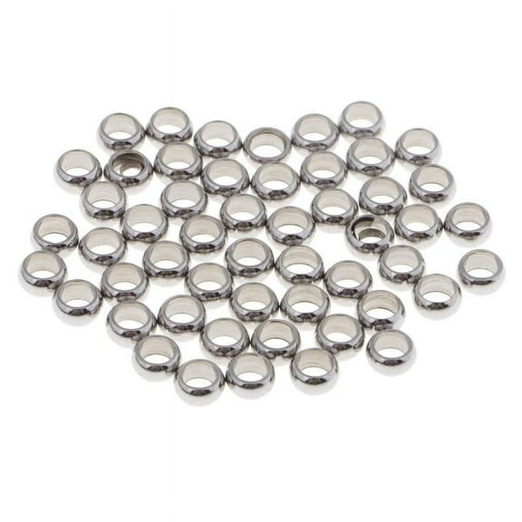 50 Pieces 2mm Stainless Steel Round Large Hole Spacer Beads Jewelry Findings