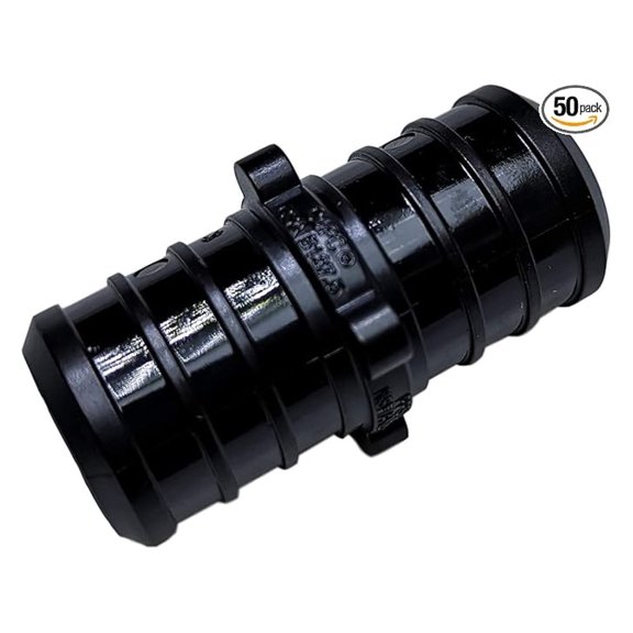 50 Pieces 3/4" Pex Coupling Alloy Coupling, Plastic Coupling - Crimp Pex B, Black, 50 Packs