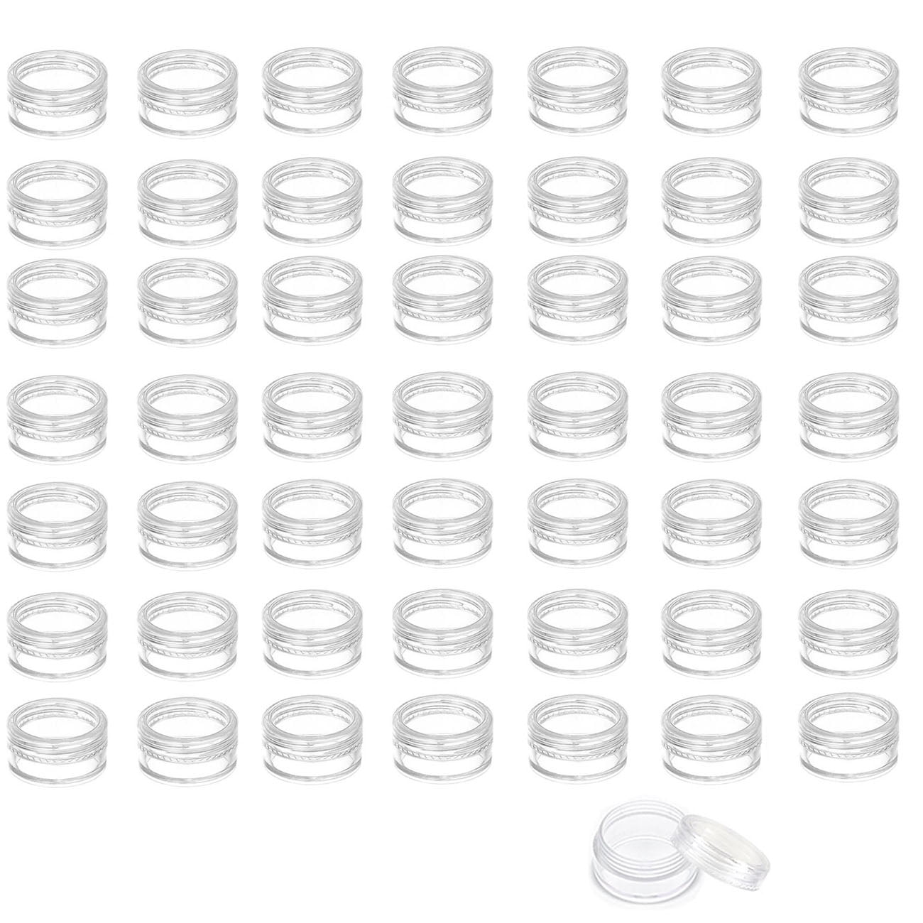 50 Pieces 3g Empty Clear Plastic Sample Containers with Lids Cosmetic Jars (Clear 3g)