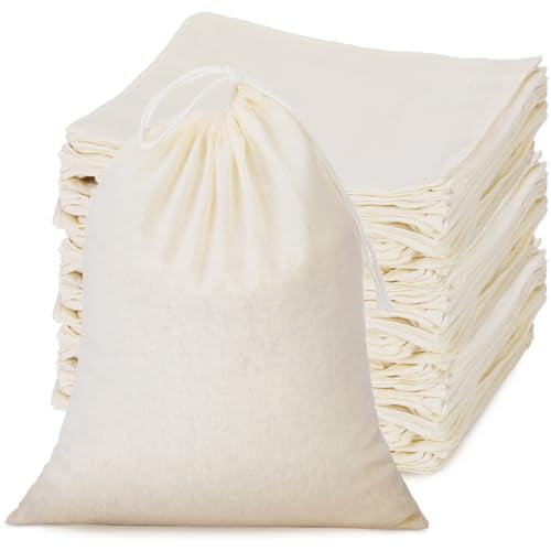 50 Pieces 4 x 6 Inches Muslin Cotton Drawstring Bags Canvas Linen Sachet Bag Reusable Empty Gift Pouch for Party Home Supplies
