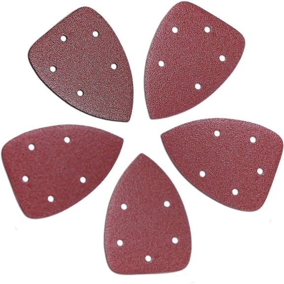 50 Pieces 5 Holes Sandpaper for Triangle Sander 90 x 140mm, Grit 40/60/80/100/120 Aluminum Oxide Sanding Sheets, Ideal for Sanding/Polishing