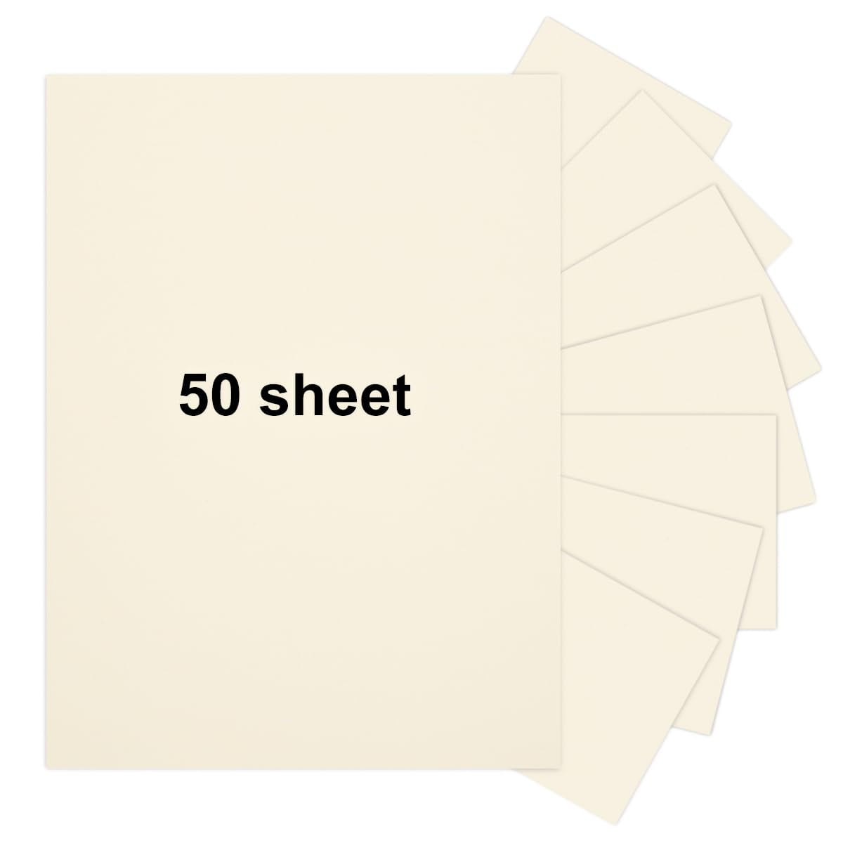 50 Pieces 8.5" x 11" Cream Cardstock, Heavyweight Cardstock Sheets ...