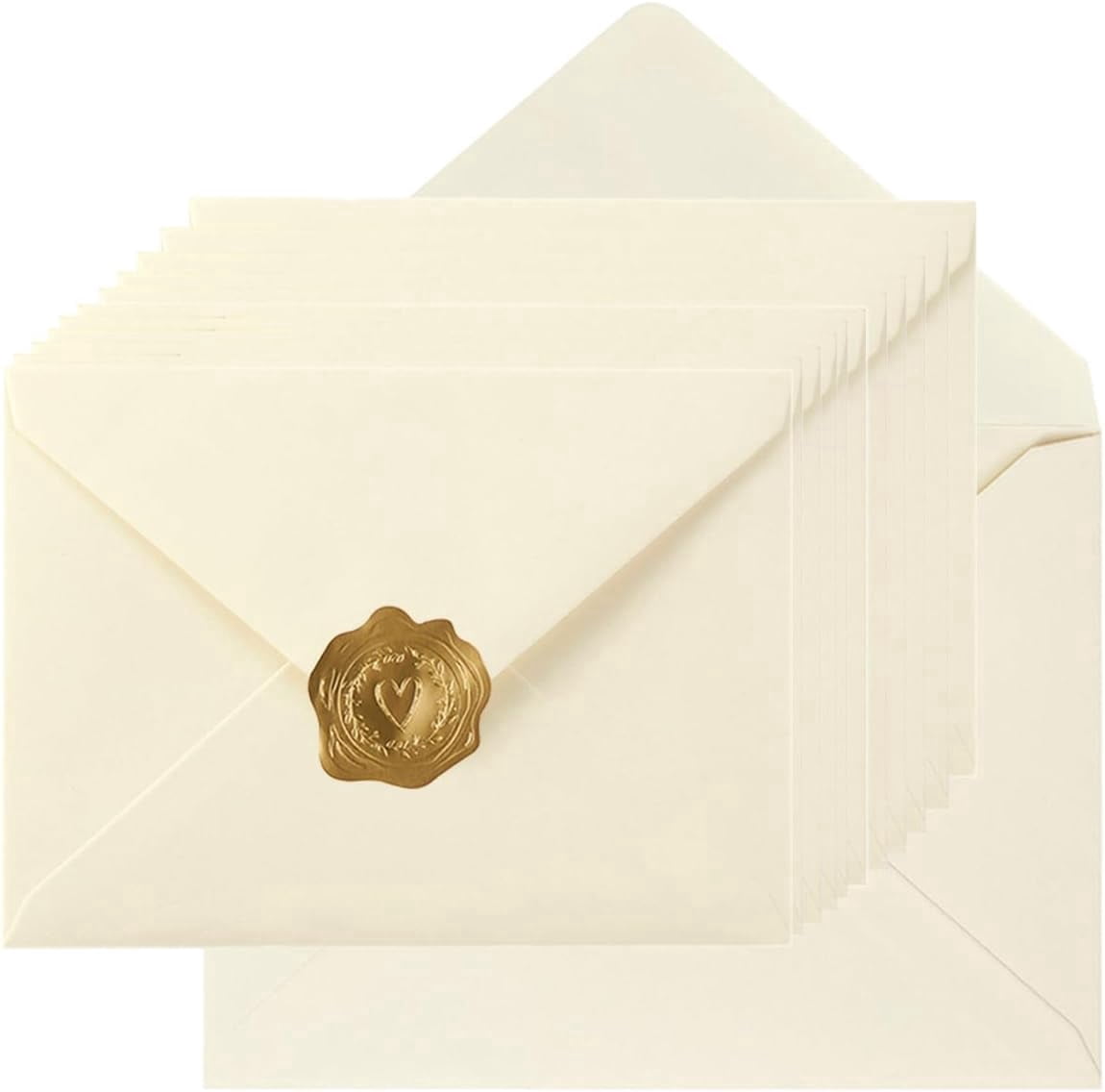 50 Pack A7 Envelopes 5x7, Self Seal Ivory Envelopes with Gold Foil ...