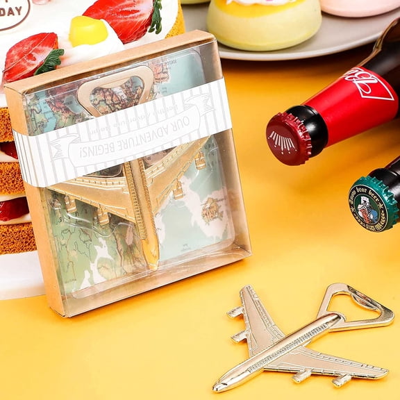 50 Pieces Airplane Bottle Opener with Box - Classic Style for Wedding Party Favors, Baby Shower, and Travel