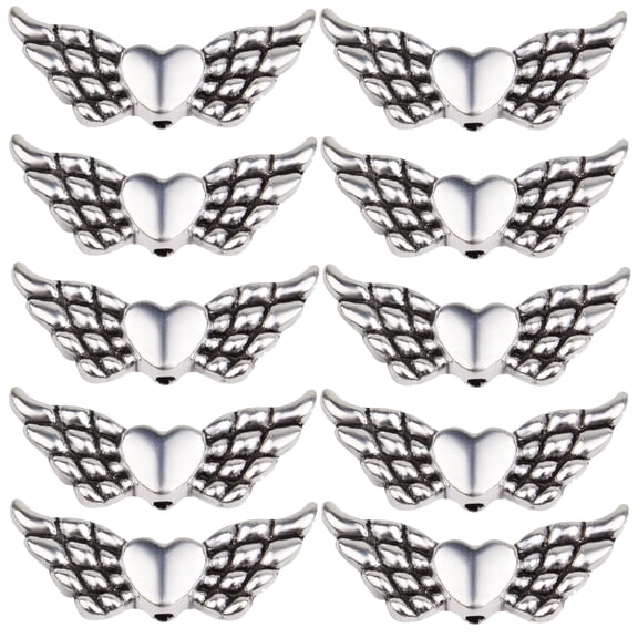 50 Pieces Antique Silver Angel Wing Spacer Beads Alloy Fairy Wing Charm Beads Vintage Loose Beads for DIY Bracelet Crafts Jewelry Making