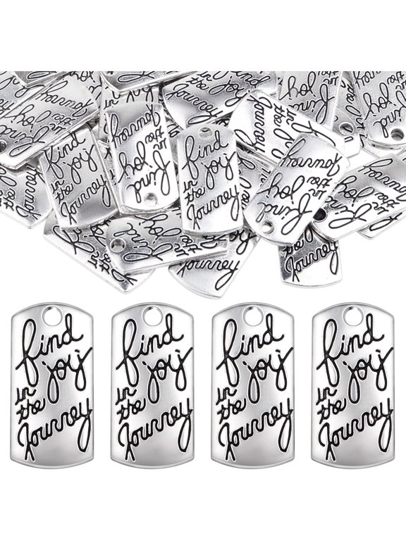 50 Pieces Antique Silver Inspirational Word Charms Alloy Engraved Motivational Words Message Pendants Charms for DIY Necklace Earrings Keychains Jewelry Making