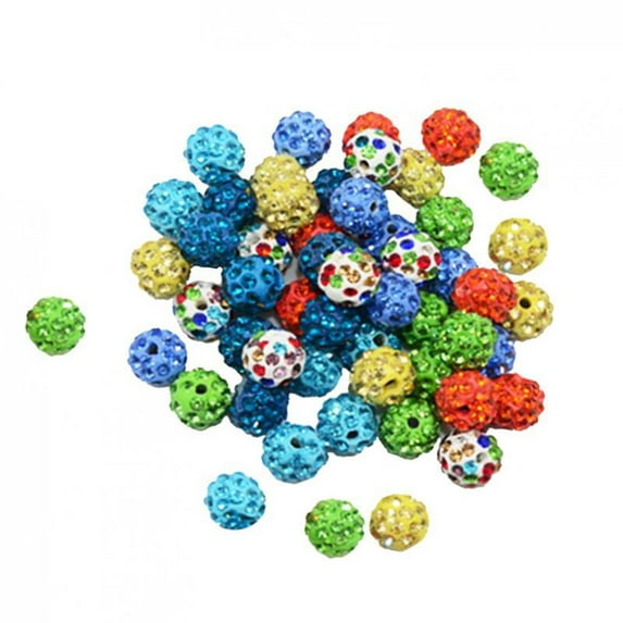 50 Pieces Assorted Color Round Clay Rhinestone Beads for Jewelry Making DIY 10mm