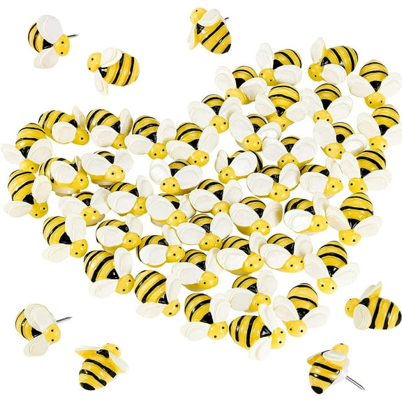 50 Pieces Bee Pushpins Bees Thumb Tacks Fun Bee Thumbtacks for Wall Whiteboard Corkboard Wall Maps Bulletin Board Photo