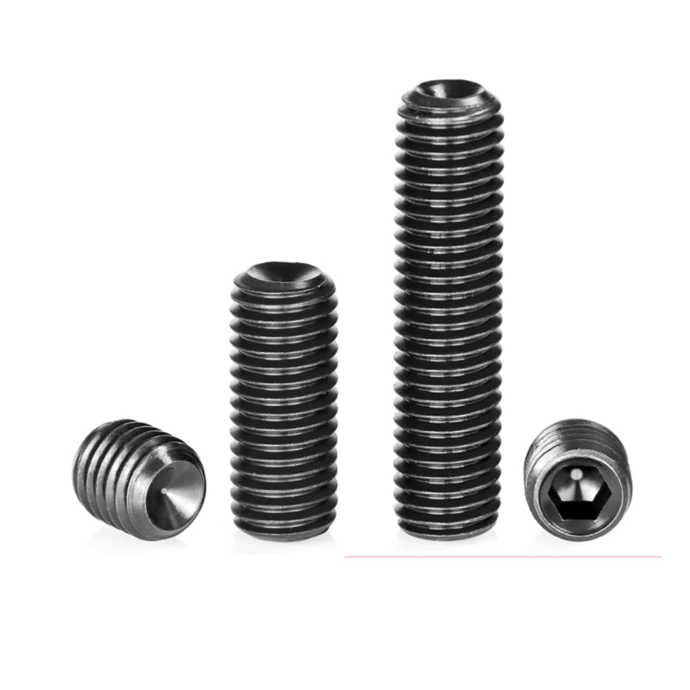 (50 Pieces) Black Carbon Steel Concave End Headless Machine Tight Screws for Machining Fixtures M2x5mm.