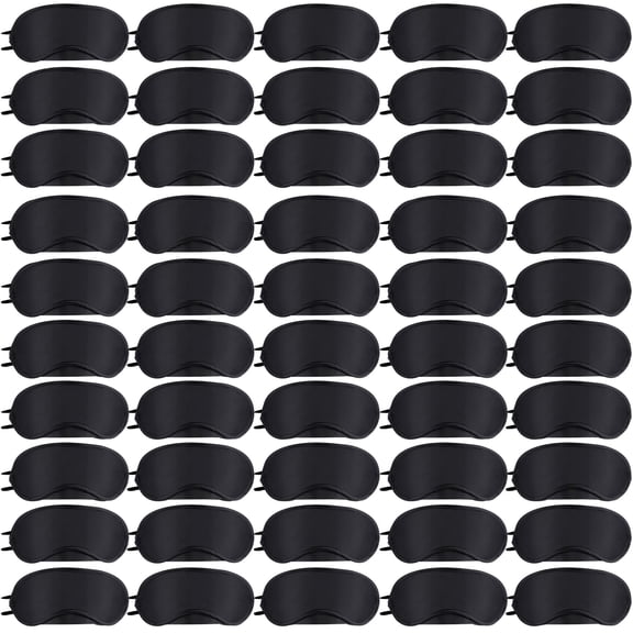 50 Pieces Blindfold Eye Cover Sleep Mask,Blind Folds for Game,4 Layers Blindfold Sleeping Masks,Soft Sleep Mask Bulk with Nose Pad and Elastic Strap for Games Party Travel Sleep Women Men,Black