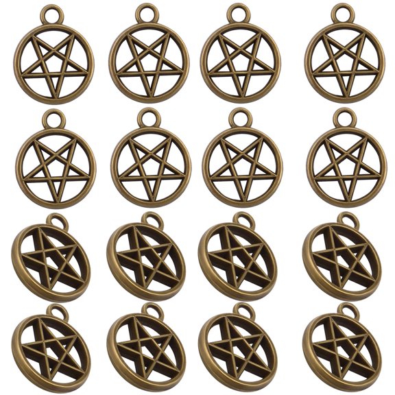 50 Pieces Bronze Pentacle Star Charms Alloy Celestial Pentagram Pendants Vintage Protection Lucky Dangle Charms for DIY Jewelry Making Decor