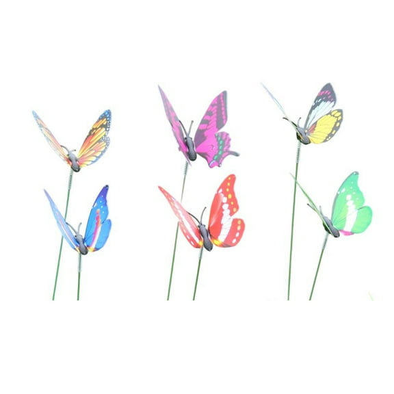 50 Pieces Butterfly Stakes Garden Decorations, Waterproof Pvc Outdoor Indoor Decoration For Yards Flower Pots, Realistic Swaying Design With Spring-Loaded Wings For Patio Lawn