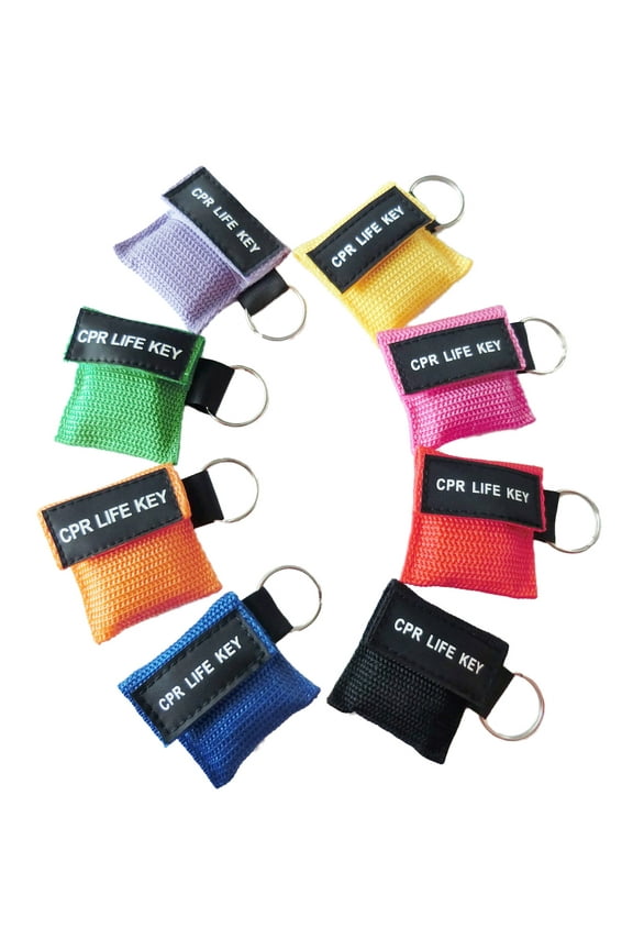 50 Pieces CPR Key Chain Emergency CPR Face Shields with One-Way Valve for First Aid or AED Training