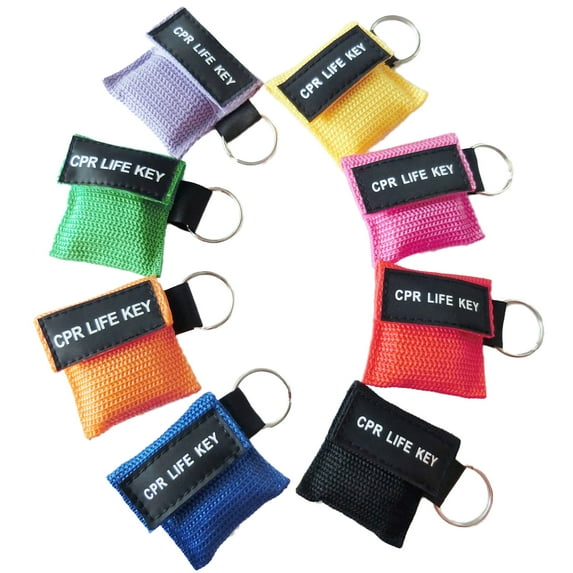 50 Pieces CPR Key Chain Emergency CPR Face Shields with One-Way Valve for First Aid or AED Training