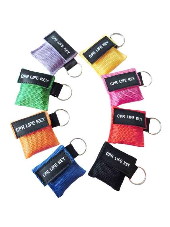 50 Pieces CPR Key Chain Emergency CPR Face Shields with One-Way Valve for First Aid or AED Training