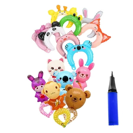 50 Pieces-Cartoon Wrist Balloon Animals, Hand Wearing Balloons, Balloon Headbands, Children's Birthday Party, Party Decorations - Free Pump