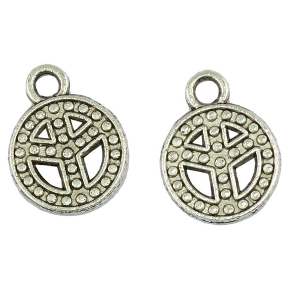 50 Pieces Charms (PEACE SIGN) - Charming Beads - Pend Charms - DIY Dangle Spacer Beads For Making And Crafting, 17x13mm,