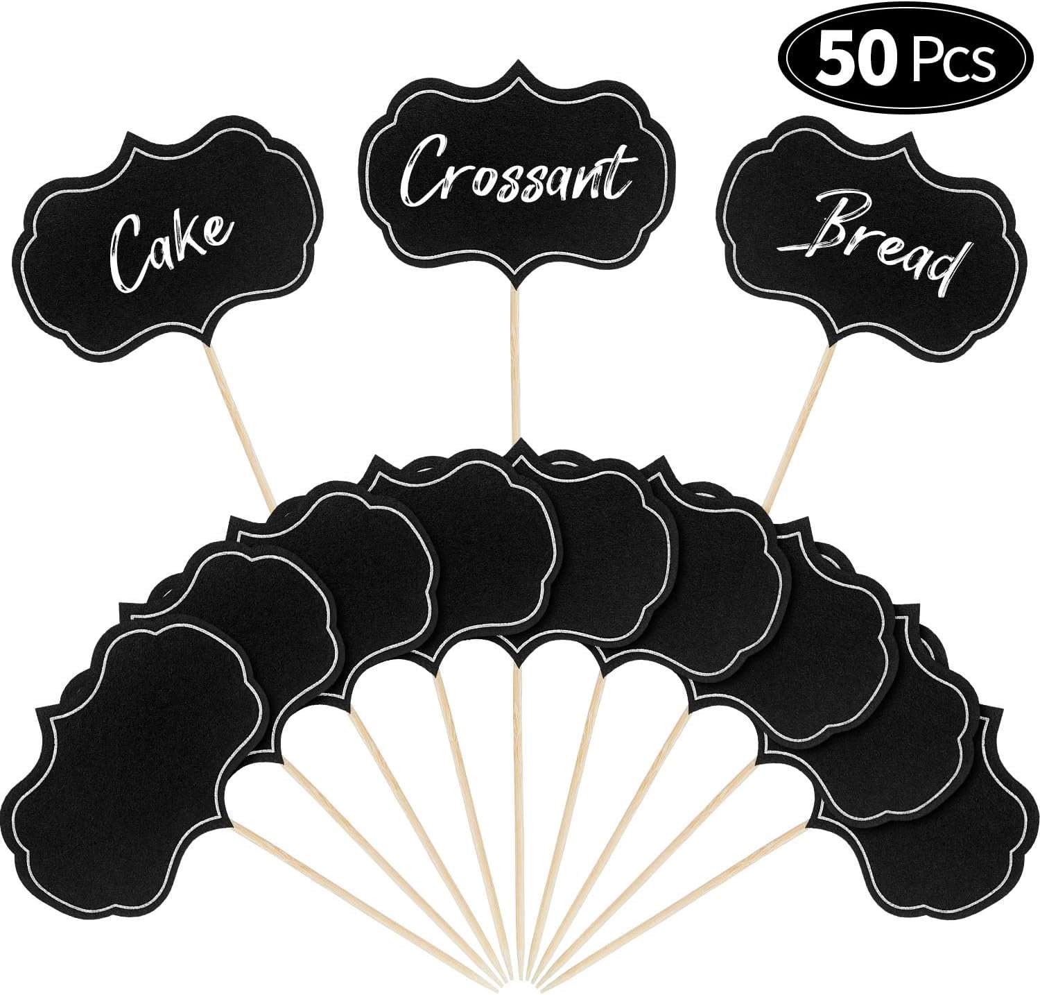 Cheese Labels & Markers For Charcuterie Boards - 40-Pack Blank Chalkboard Tags With Heart-Shaped Steel Picks For Parties - View #8