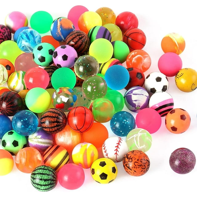 50 Pieces Colorful Bouncy Balls Bulk, Mixed Pattern Bouncy Balls for Kids Party Favors, Prizes
