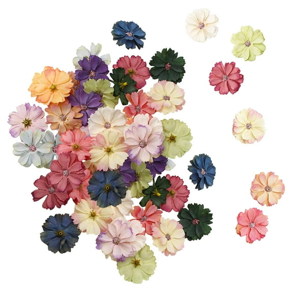 50 Pieces Colorful Mixed Artificial Flowers Head Floral Crafts Imitation Flower Artificial Faux Flower Heads for Bridal Shower Baby Shower