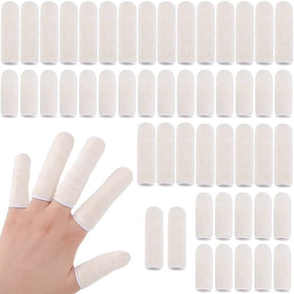 50 Pieces Cotton Finger Cots Finger Toe SvesThumb Protector Fingertips Protective Cushion, Moisture Wicking (5 cm/ 2 Inch, 7.6 cm/ 3 Inch)