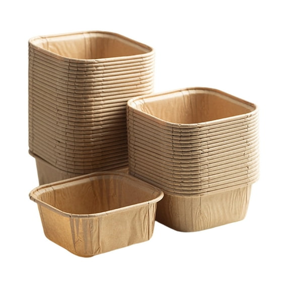 50 Pieces Cupcake Liners Cake Packaging Box Baking Cups Square for Bridal Ceremony, coffeeStyle 2-Style 2