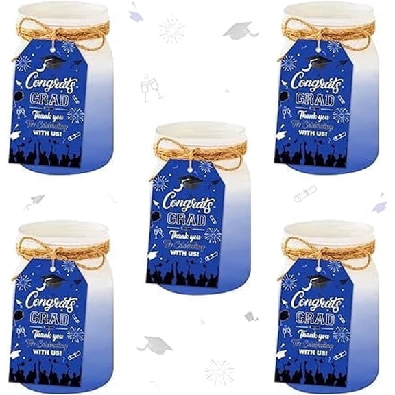 50 Pieces Dark Blue Graduation Thank You Favor Tags, Graduation Congrats Grad Thank You for Celebrating with Us, High School Happy College Theme Hanging Labels Class of 2026 Decoration