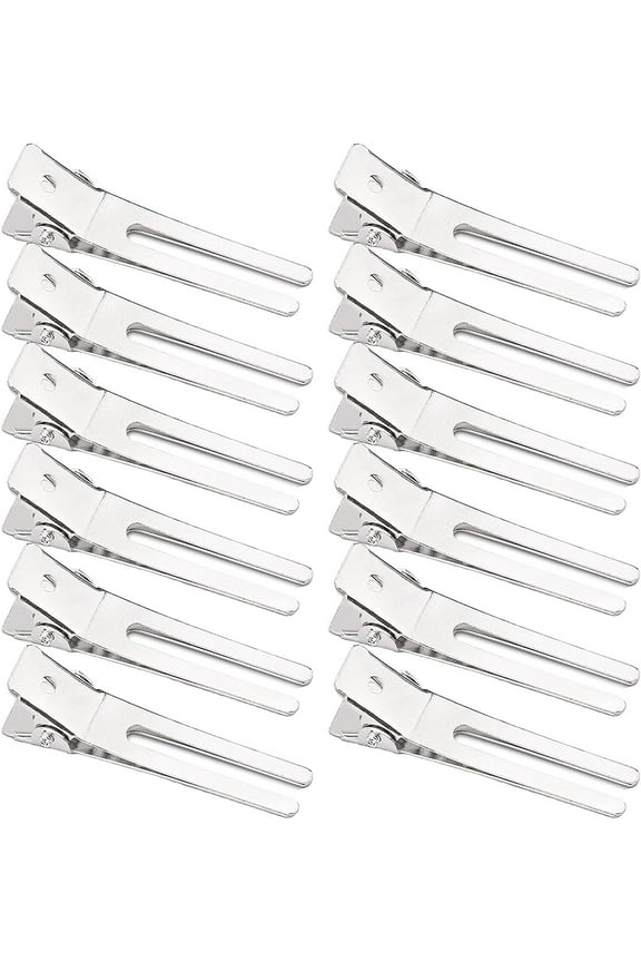 50 Pieces Double Prong Pin Curl Clips 1.8 Inches Setting Hair Clips Metal Silver Hairpins Styling Clips for Salon Hair Extensions, DIY Making Hair Accessories