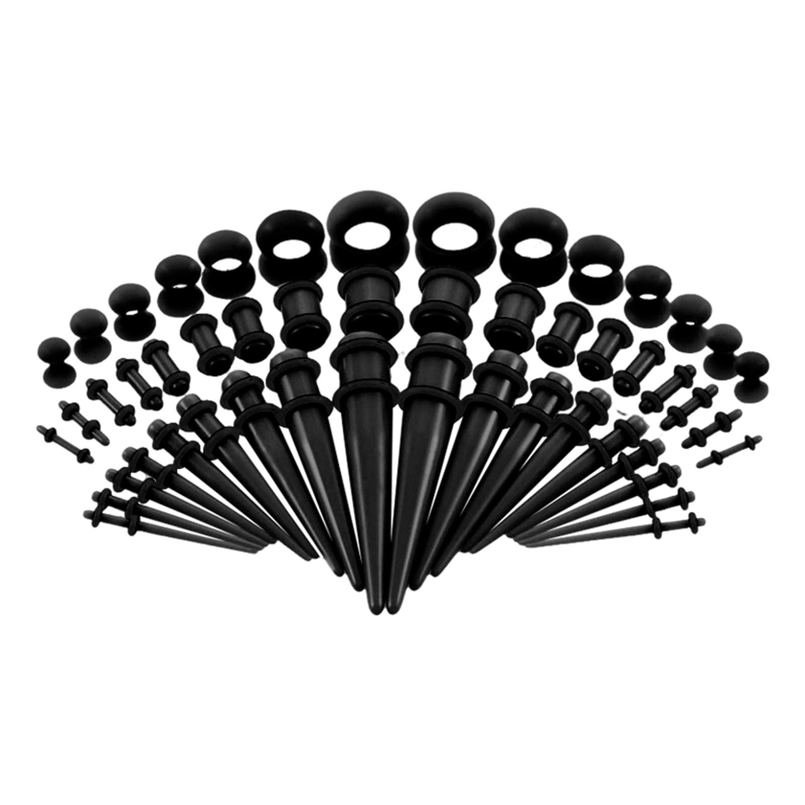 50 Pieces Ear Stretching Kit Acrylic Tapers and Plugs 14G-00G Silicone ...