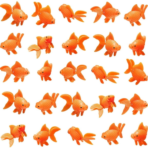 50 Pieces Fake Goldfish, Plastic Floating Artificial Aquarium Fish, Realistic Moving Orange Goldfish Fish, Ornament Decorations for Aquarium Fish Tank, Orange