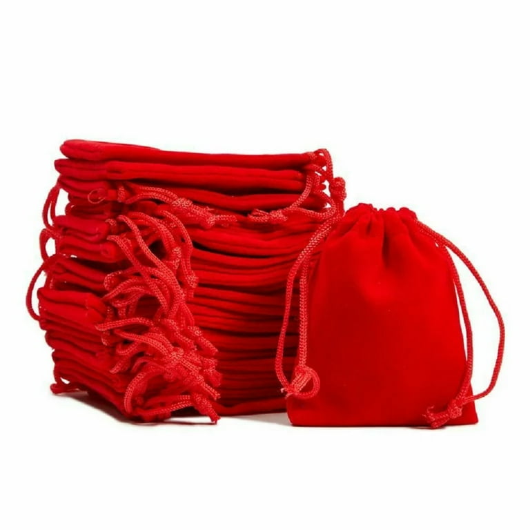 50 Pieces Jewelry Pouch Small Velvet Drawstring Gift Storage Bags