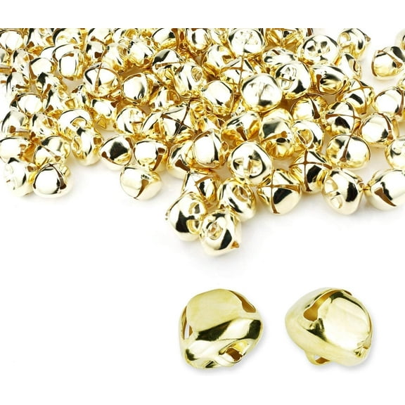 50 Pieces Jingle Bells 4/5Inch Craft Bell Bulk for Christmas Home and Pet Decorations (Gold)
