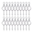 thumbnail image 1 of 50 * Pieces Key Rings with chains ,open jump rings and screw eye pins 50 * swivel lobster clasps-Silver, 1 of 8