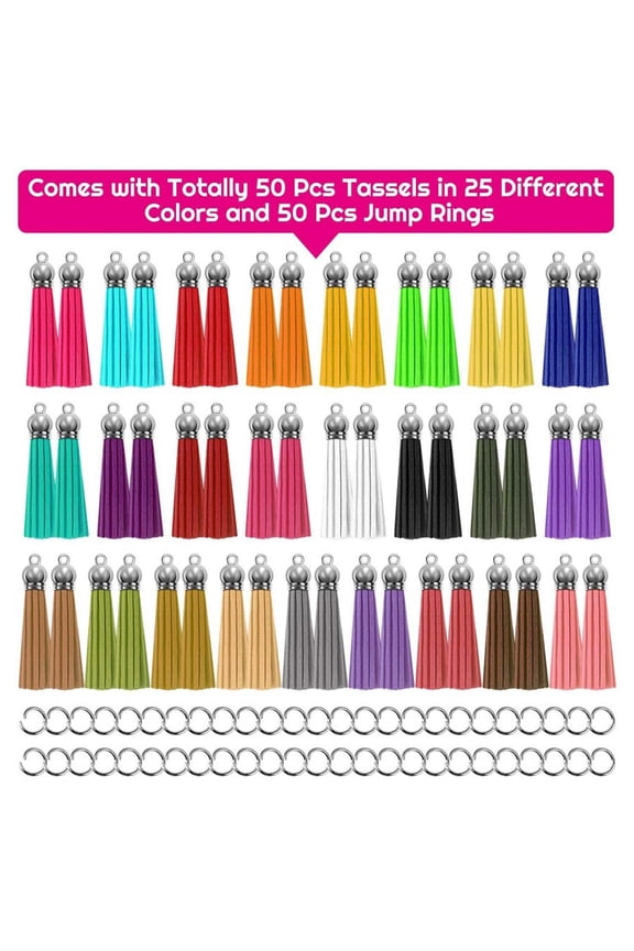 50 Pieces Keychain Tassels Bulk Faux Leather Fe Pendants for DIY Keychain