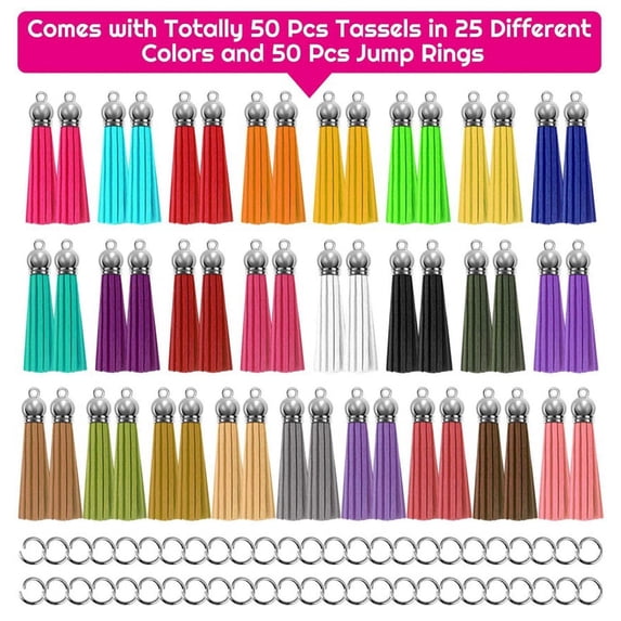 50 Pieces Keychain Tassels Bulk Faux Leather Fe Pendants for DIY Keychain