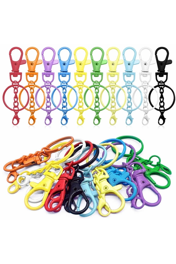 50 Pieces Keyring Set with Chain,DIY Keychains,Small Keyrings,Craft Keychains,Keyring Rings, Swivel Snap Hooks for DIY Keychain,Make your Own Keychain Key