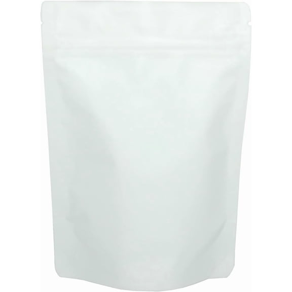 50 Pieces Large Stand Up Pouchs for Food Storage Resealable Smell Proof Ziplock Bags Holographic Packaging Pouch Bag White