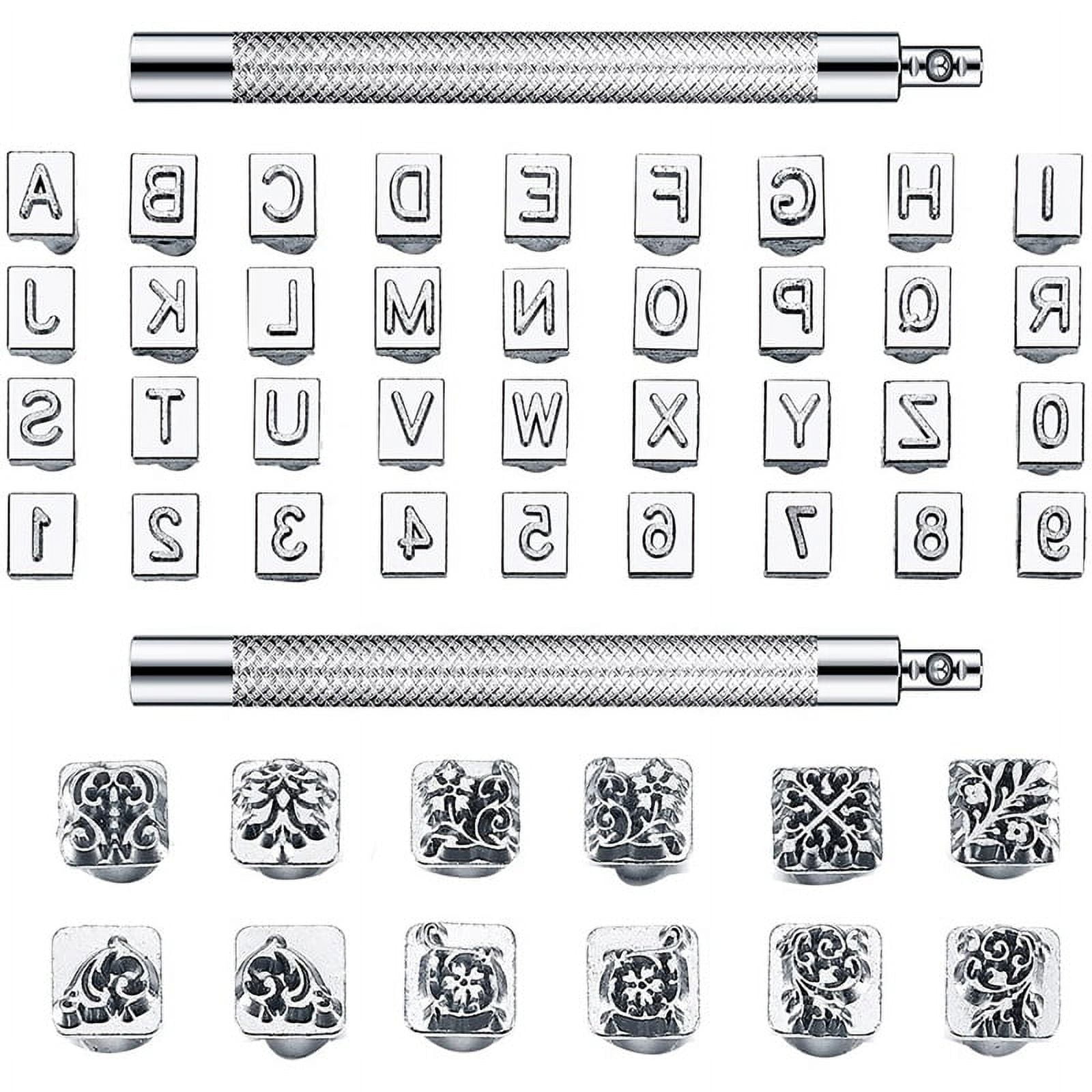 HORUSDY 37-Piece Number and Letter Stamp Set 1/4 (6mm) (A-Z & 0-9 + Stars)  Punch Perfect for Imprinting Metal Stamping kit, Plastic, Wood, Leather