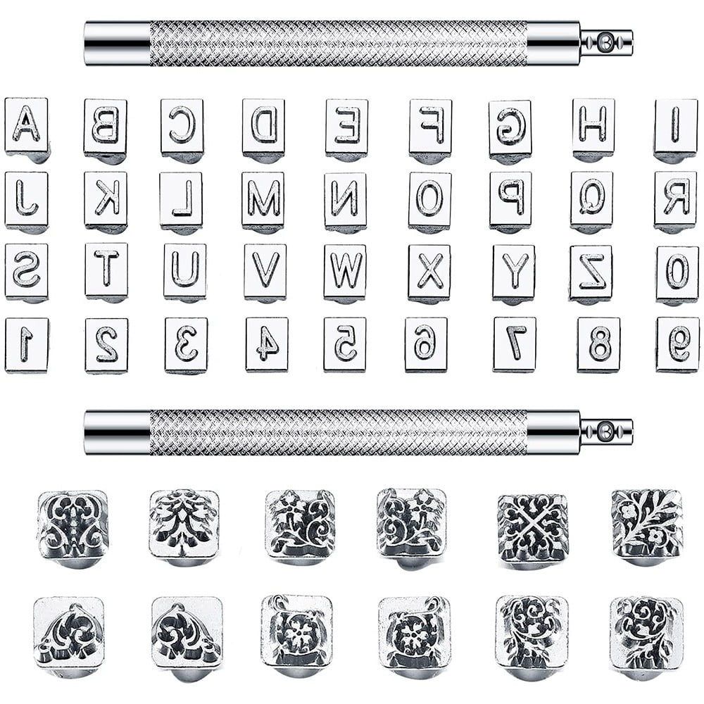 50 Pieces Letters and Numbers Stamp Set 6Mm Alphabet Leather Punch
