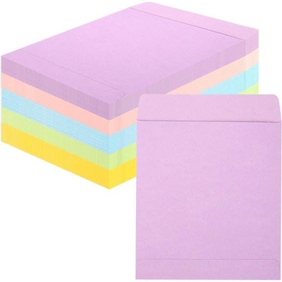 50 Pieces Library Card Pockets 5 Colors Library Card Envelopes with 60 PCS Removable Adhesive Dots for School Office Public Library Books (Candy)