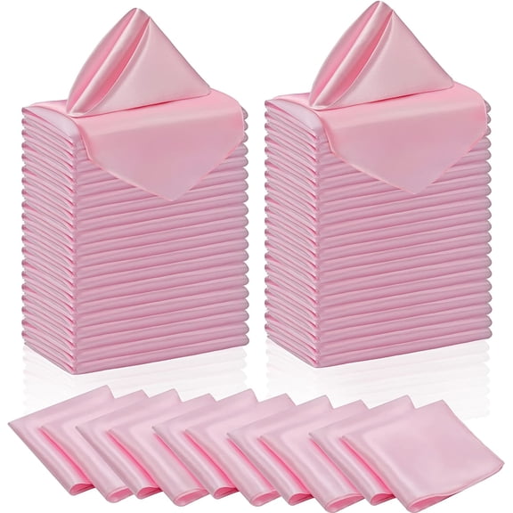 50 Pieces Light Pink Satin Napkins - 12x12 Inches Cloth Napkins, Square Satin Fabric Napkin Set - Soft & Reusable Table Napkins for Wedding Dinner Party Lunch Banquet Restaurant Decoration