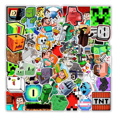 50 Pieces Minercrafter Stickers Decals Set for Kids Adults, Waterproof Pixel Miner Crafting Gaming Stickers for Kid Game Reward,Water Bottles, Laptop Decor,Video Game