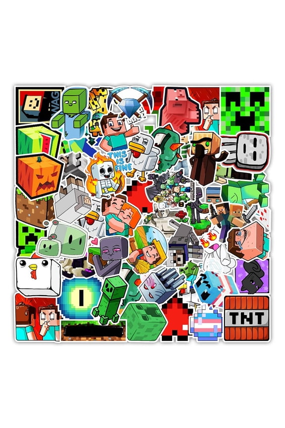 50 Pieces Minercrafter Stickers Decals Set for Kids Adults, Waterproof Pixel Miner Crafting Gaming Stickers for Kid Game Reward,Water Bottles, Laptop Decor,Video Game
