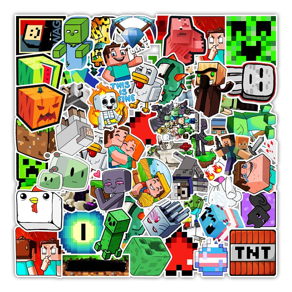 50 Pieces Minercrafter Stickers Decals Set for Kids Adults, Waterproof Pixel Miner Crafting Gaming Stickers for Kid Game Reward,Water Bottles, Laptop Decor,Video Game