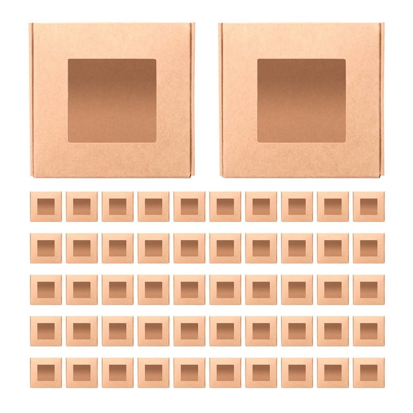 50 Pieces Mini Kraft Paper Box with Window Present Packaging Box Treat ...