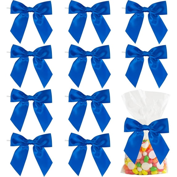 50 Pieces Mini Satin Ribbon Twist Tie Bows, DIY Twist Tie Bows, Crafts Tying Up for Halloween Christmas Wedding Gift Wrapping Candy Treat Bags Decoration