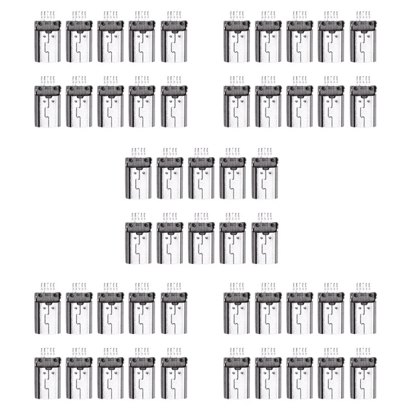 50 Pieces Mini USB Type B Male 180 Degree 5 Pin SMD SMT for Soldering Jack Connector