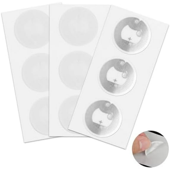 50 Pieces NFC Tags, 1 Inch Round NFC Stickers 215 Chip NFC Tags Sticker Blank Rewritable NFC Cards with Adhesive Back Compatible with Android and NFC Enabled Mobile Phones