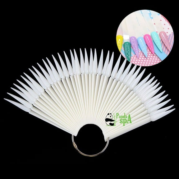 50 Pieces Natural Nail Display Tips Stiletto Point Tips Sample Nail Art Sticks Practice Nails