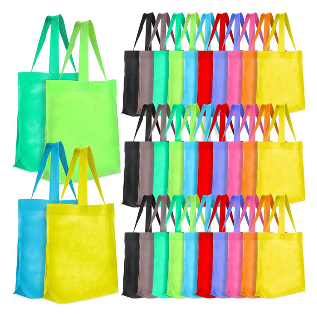 50 Pieces Non Woven Reusable Bags Multi Color Tote Gift Colored Blank